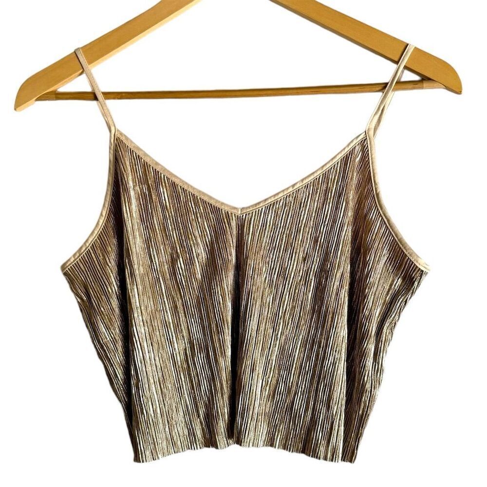 Victoria's Secret Gold Champagne Shine Crop Sleep Tank Top Women's Medium